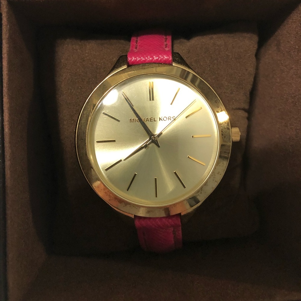 Michael Kors pink thin strap watch